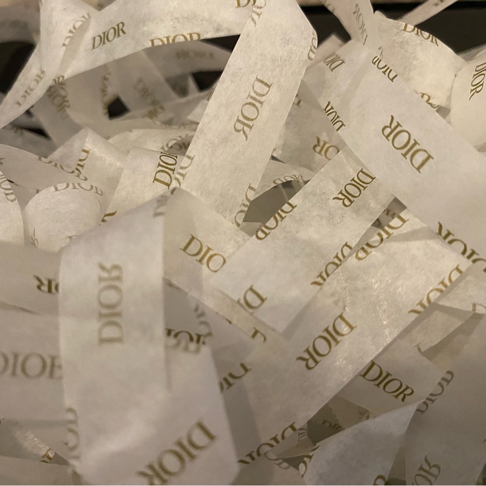 Dior White Tissue Ribbon with Gold Logo